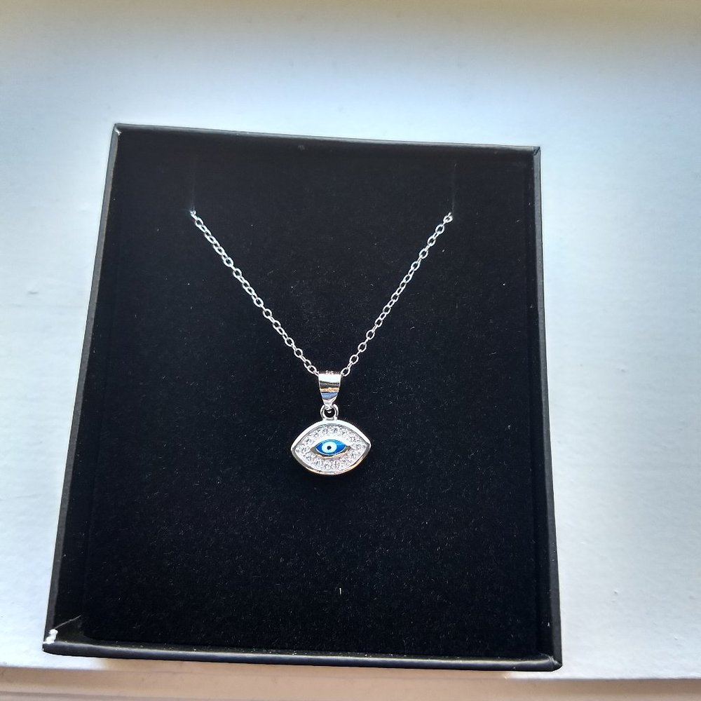 Sterling silver chain and pendant with CZ stones